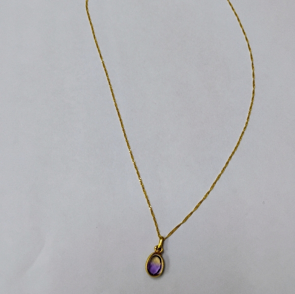 La Bolivianita (or Ametrine) With Italian 18K Yellow Gold Chain Necklace. - Picture 9 of 14